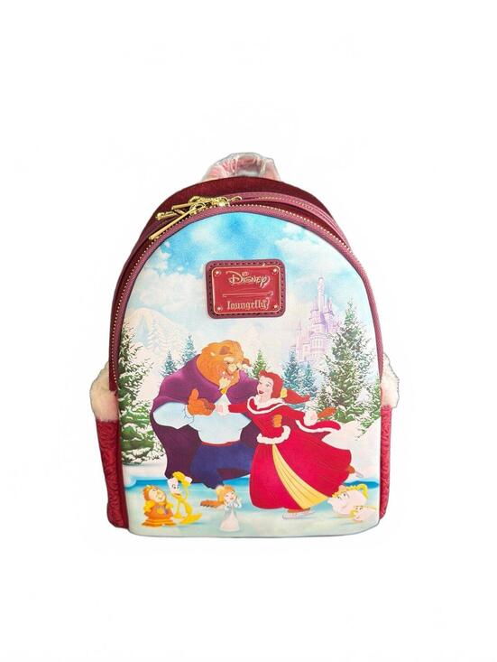 Loungefly Handbags - Loungefly Disney Beauty and the Beast Winter Ice Skating Backpack NWT